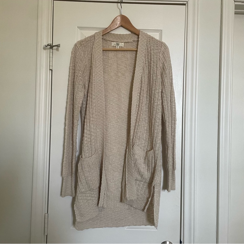 Pinque Andrina Two Pocket Textured Cardigan, XS, Beige